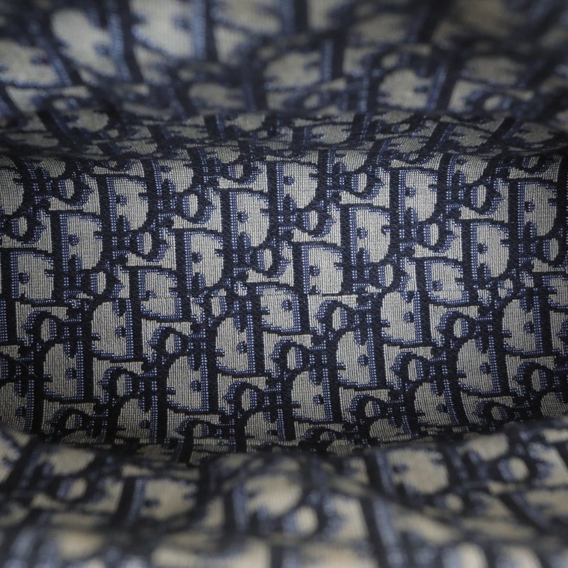 DIOR 藍色帆布草編金扣2021Wickerbasketbag竹編手提斜挎包/肩背包-3