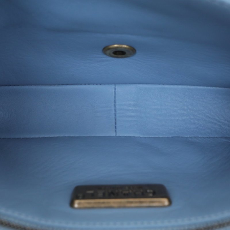 CHANEL 藍色羊皮蛇皮22開CF單肩包拼接/肩背包-2