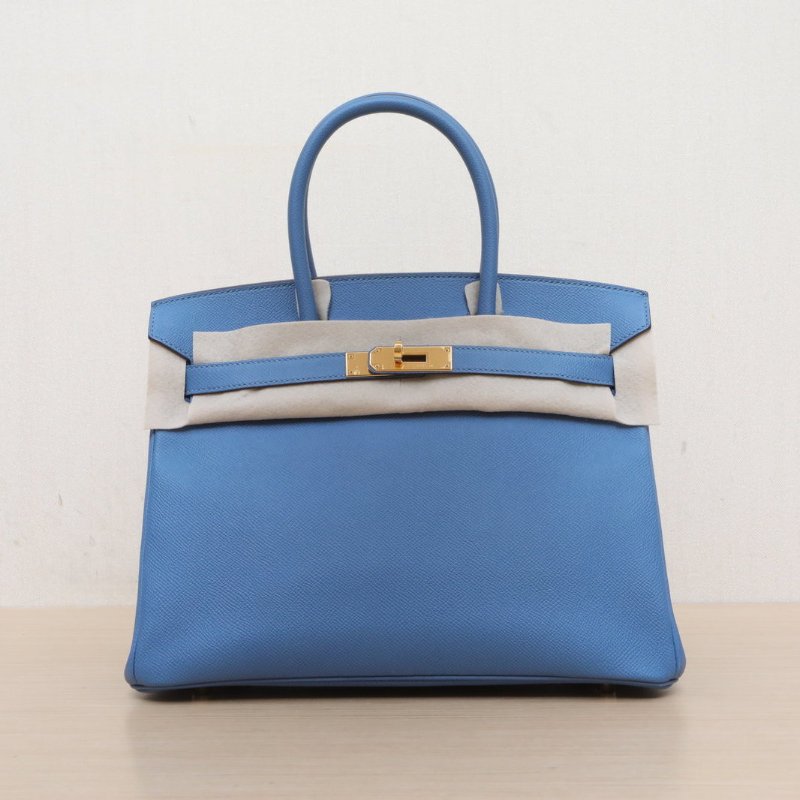HERMES Birkin307E明藍色Epsom皮C刻金扣2T天堂藍肩背包-1