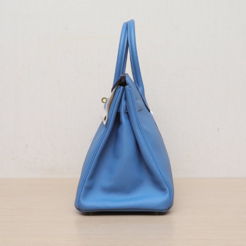 HERMES Birkin307E明藍色Epsom皮C刻金扣2T天堂藍肩背包-4