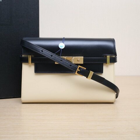 SAINT LAURENT MANHATTANBOX曼哈頓小號拼色牛皮金扣肩背包