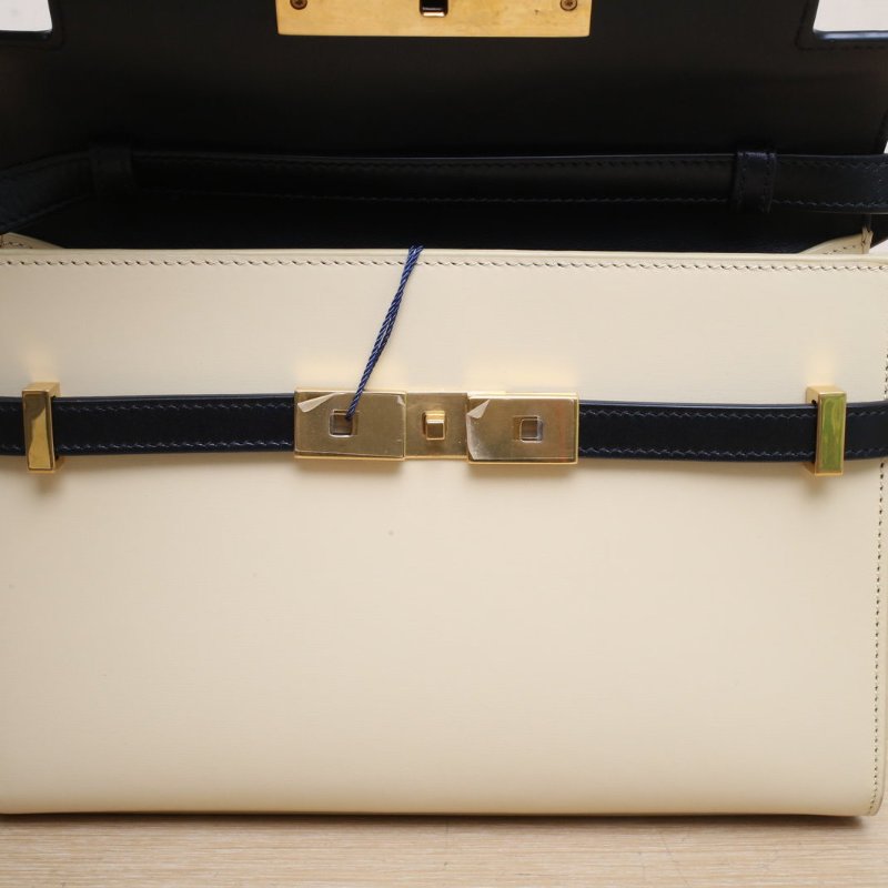 SAINT LAURENT MANHATTANBOX曼哈頓小號拼色牛皮金扣肩背包-2