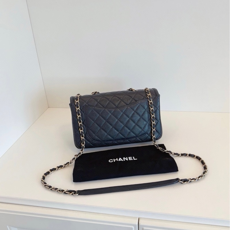 【98新🆕】Chanel 黑金CC Filigree Flag CF鏈條口蓋包 黃金中號 單肩斜挎包-2
