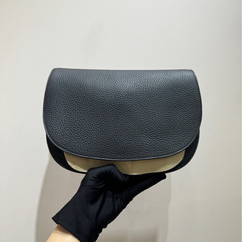 【99❤️】Hermes Sac Saut 25 黑色銀扣 tc皮 D刻  斜挎包單肩包-2