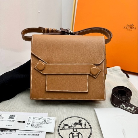 【閒置未使用全套🤎】Hermes twins金棕色 evercolor皮 D刻  斜挎包 單肩包