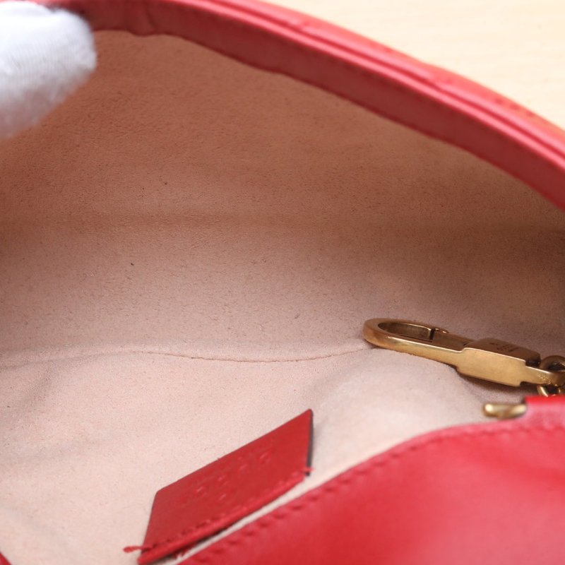 GUCCI GGMarmont肩背包超Mini16.5紅色牛皮金扣肩背包-2