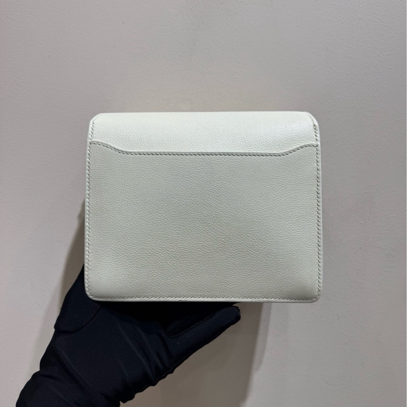 Hermes roulis mini 01純白色銀扣 斜挎包 單肩包-3