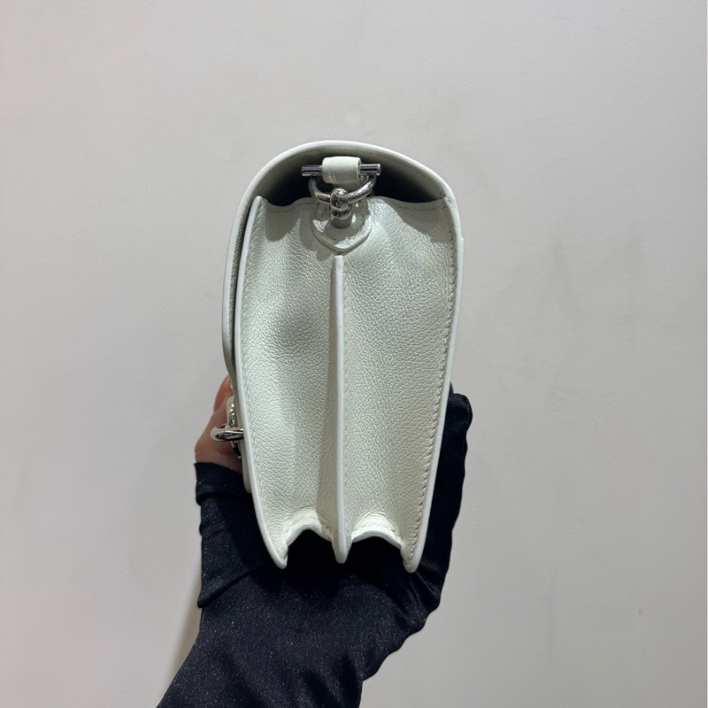 Hermes roulis mini 01純白色銀扣 斜挎包 單肩包-4