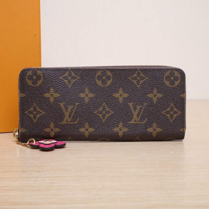 LOUIS VUITTON 老花PVC2017LV長款拉鏈錢包帶四葉草肩背包-0