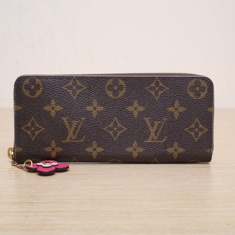 LOUIS VUITTON 老花PVC2017LV長款拉鏈錢包帶四葉草肩背包-1