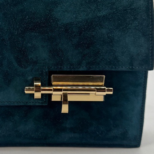 Hermes verrou mini 深藍色麂皮金扣 斜挎包-2