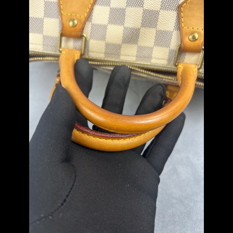 Louis Vuitton Speedy 30 LVsp30白色棋盤格手提包-6