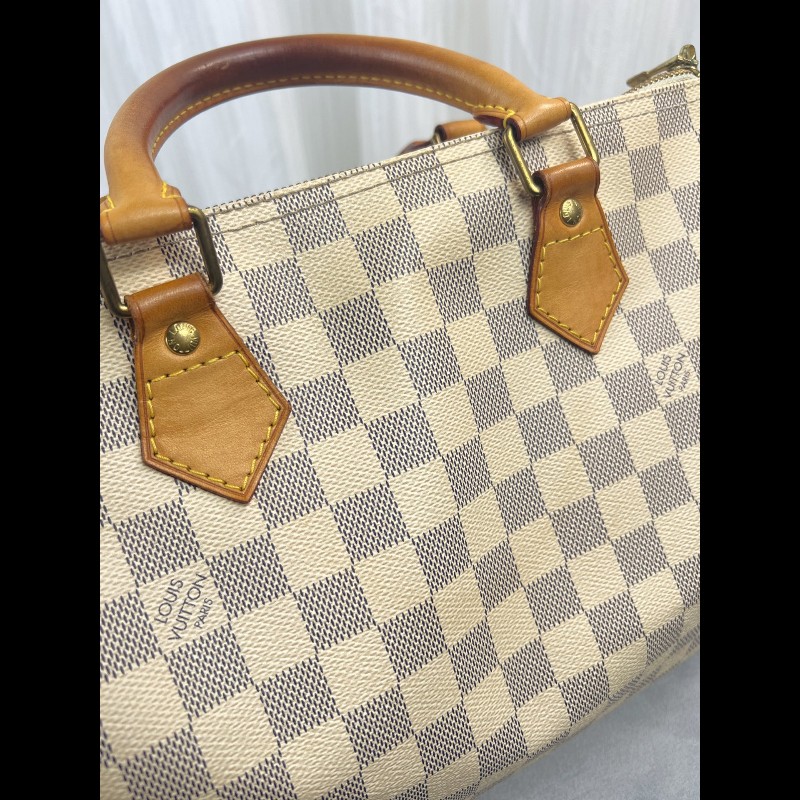 Louis Vuitton Speedy 30 LVsp30白色棋盤格手提包-7