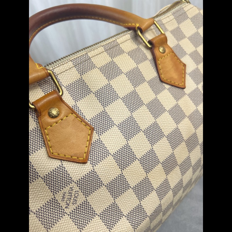 Louis Vuitton Speedy 30 LVsp30白色棋盤格手提包-8