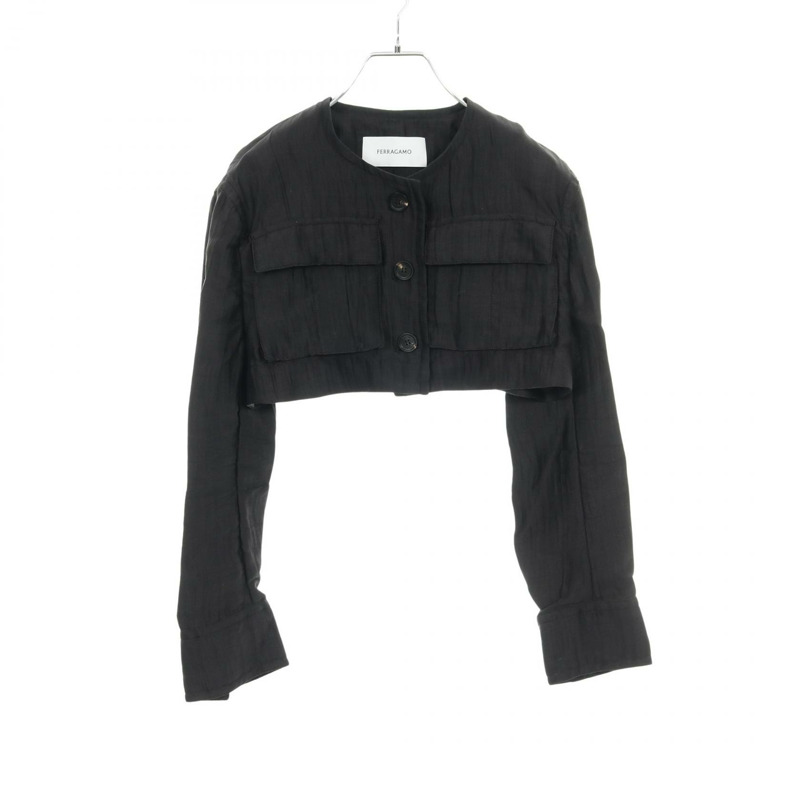 Salvatore Ferragamo 黑色真絲女裝套裝(外套和裙子)二手 #40-2