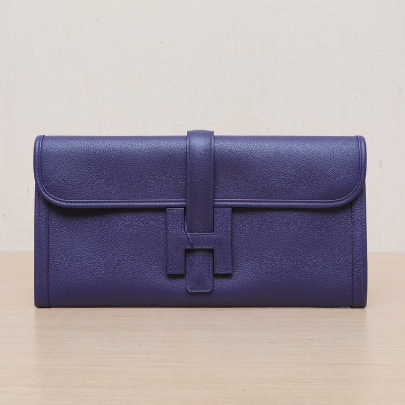 HERMES JigeElan手包297E明藍色EC皮C刻無肩背包-1