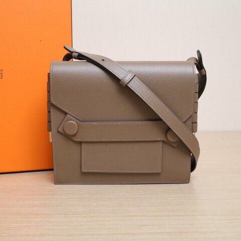 HERMES 3G栗子色EC皮D刻銀扣Twinsbag雙面包栗子色肩背包