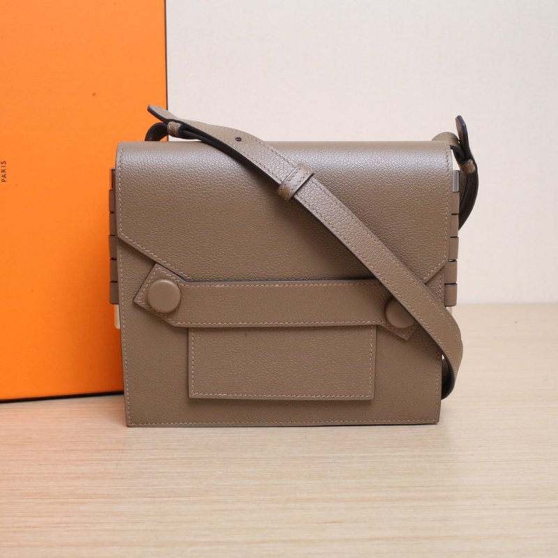 HERMES 3G栗子色EC皮D刻銀扣Twinsbag雙面包栗子色肩背包-0