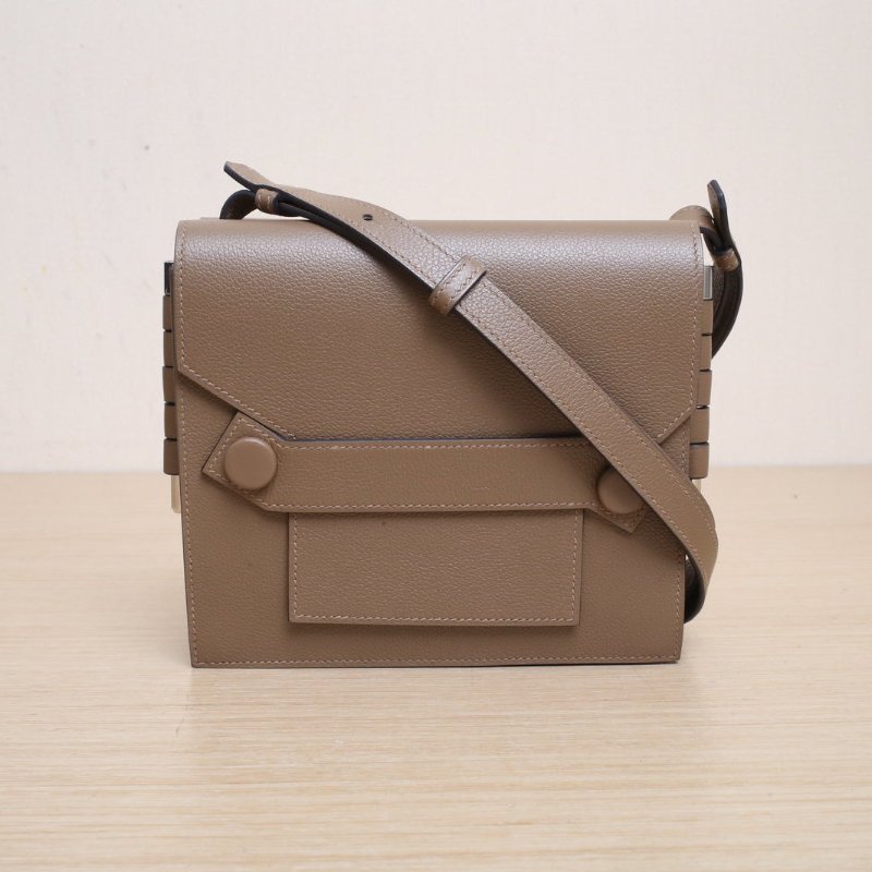 HERMES 3G栗子色EC皮D刻銀扣Twinsbag雙面包栗子色肩背包-1