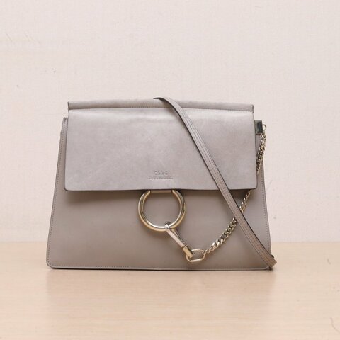 CHLOE FayeFAYE大號灰色牛皮/麂皮牛皮麂皮肩背包