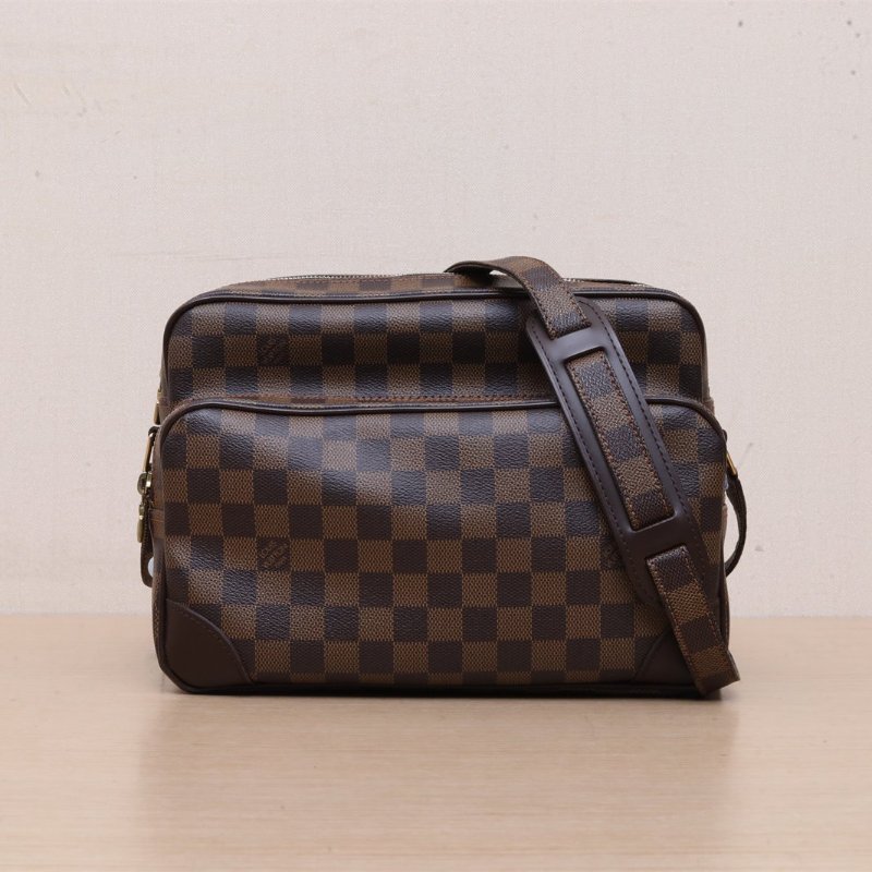 LOUIS VUITTON 棕色棋盤格PVC金扣2006雙層相機包肩背包-1