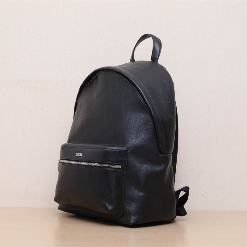 DIOR 黑色牛皮銀扣2020RiderObiqueGalaxy經典字母滿印雙肩包肩背包-4