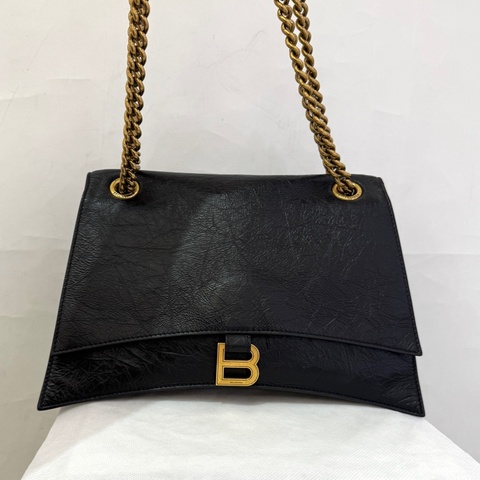 Balenciaga黑鞣製皮金鍊crush