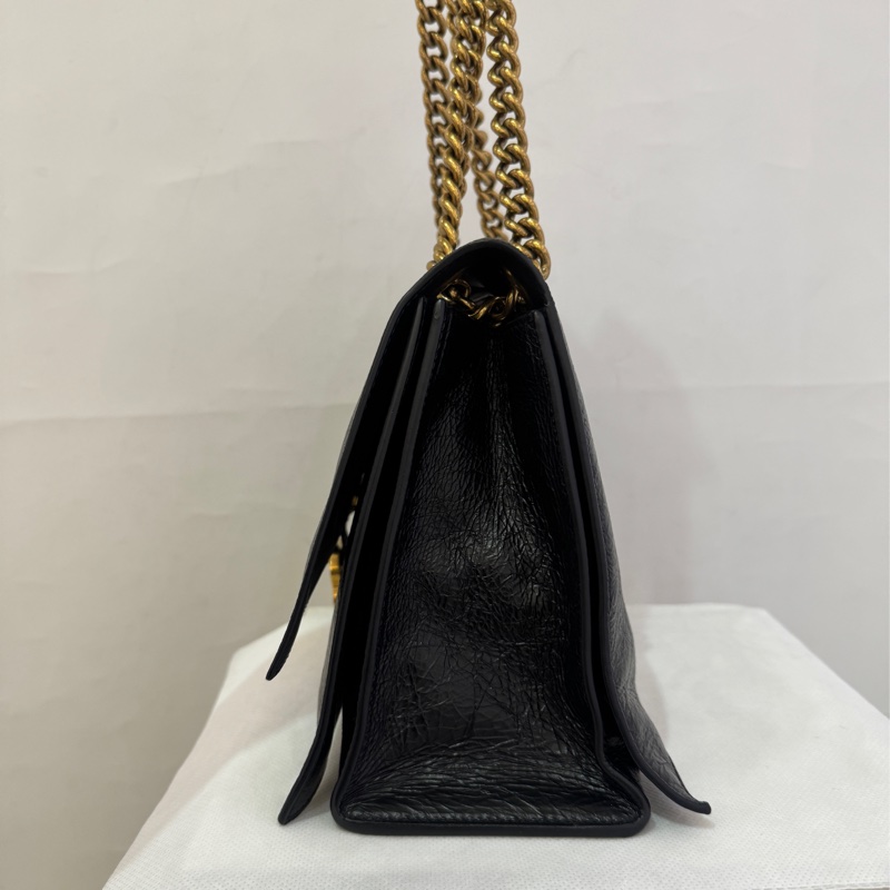 Balenciaga黑鞣製皮金鍊crush-1