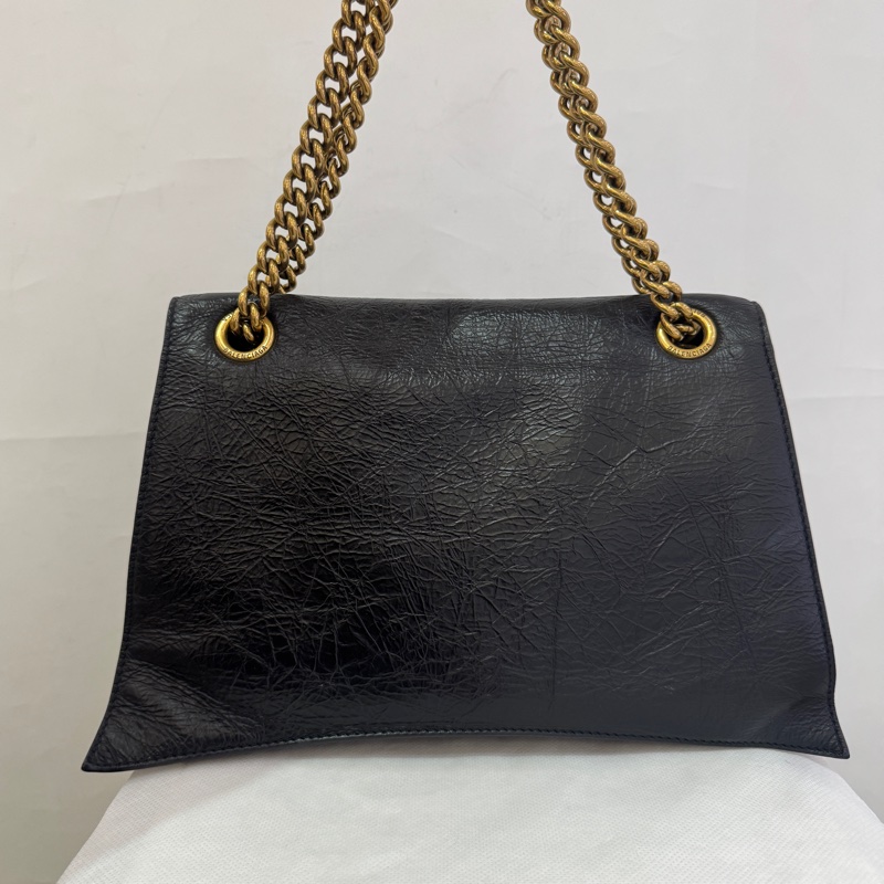 Balenciaga黑鞣製皮金鍊crush-2
