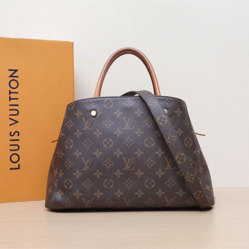 LOUIS VUITTON Montaigne蒙田中號33老花PVC金扣2017肩背包-0