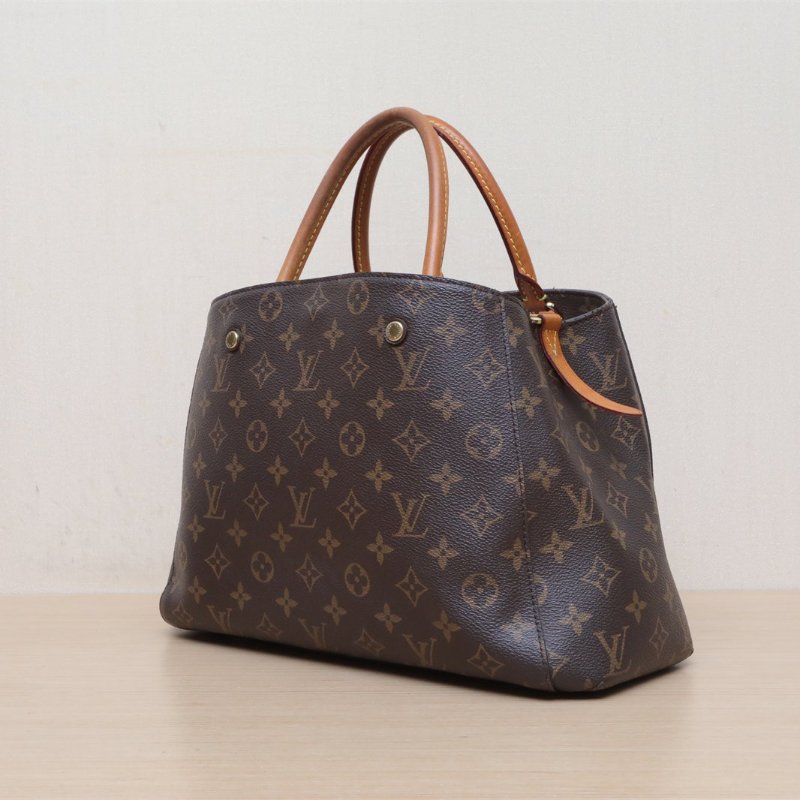 LOUIS VUITTON Montaigne蒙田中號33老花PVC金扣2017肩背包-4