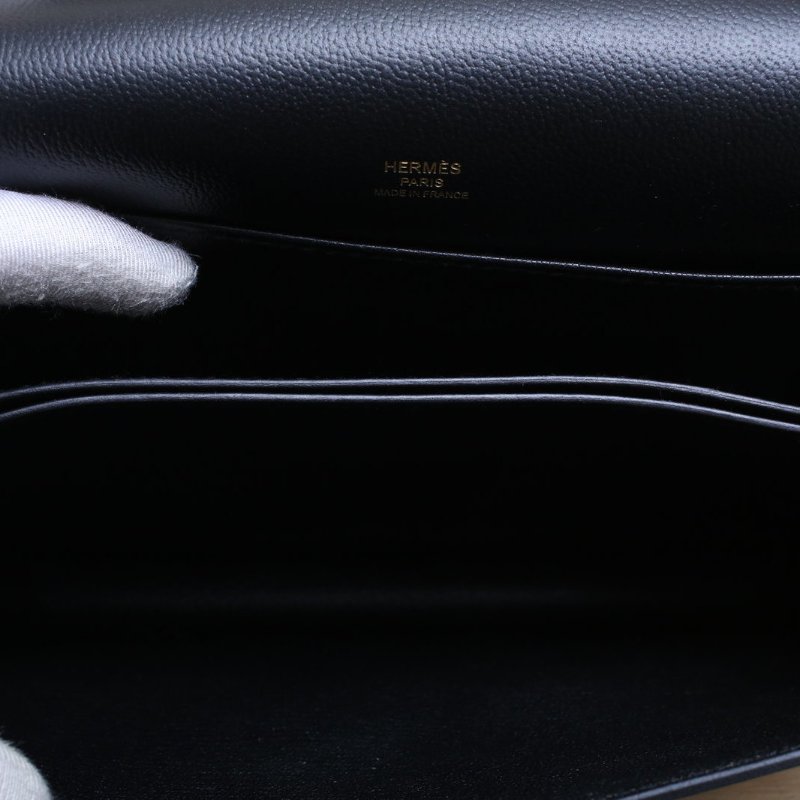 HERMES Roulis豬鼻子2389黑色EVERGRAIN皮Y刻金扣肩背包-3