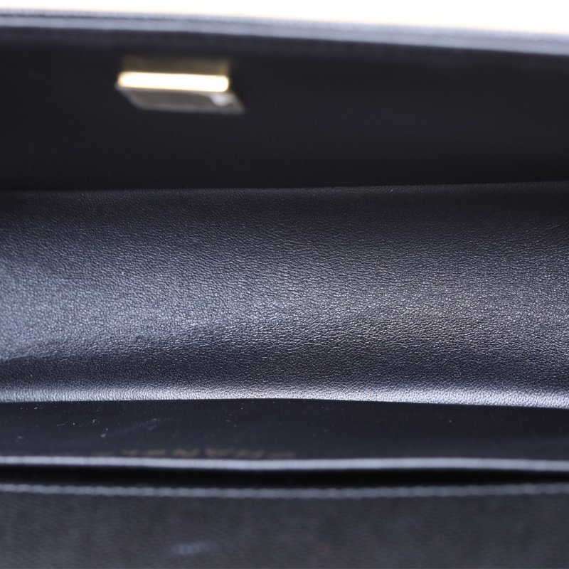 CHANEL Leboy中號25黑色荔枝牛皮晶片開金扣菱格紋肩背包-2