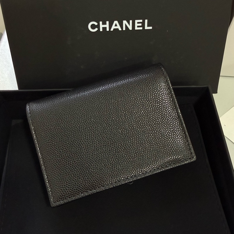 Chanel 黑色荔枝皮 卡包-1