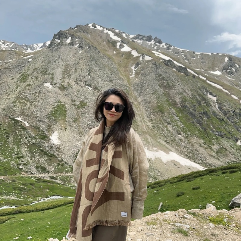 Burberry 字母雙色羊毛圍巾 咖米-3