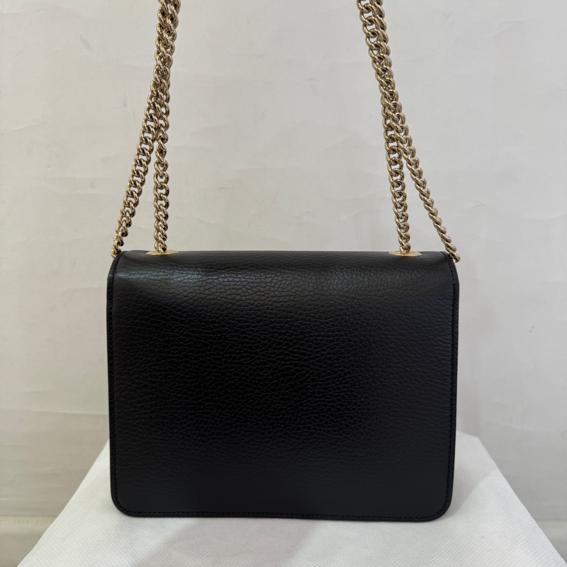 Gucci黑牛皮 Interlocking G掀蓋包-2