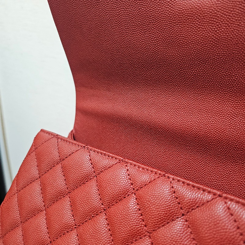 [ 出清❣️] Chanel 紅荔枝皮蜥蜴皮提把霧金釦CocoHandle 29手提肩斜背包-19