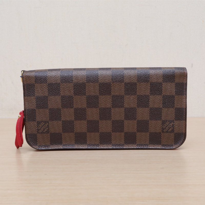 LOUIS VUITTON 棕色棋盤格PVC2014長款錢包肩背包-1