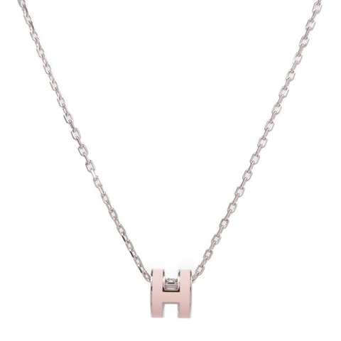 HERMES 金屬Mini Pop H Necklace項鍊Rose Sakura