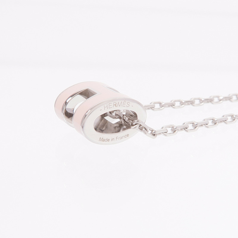 HERMES 金屬Mini Pop H Necklace項鍊Rose Sakura-6