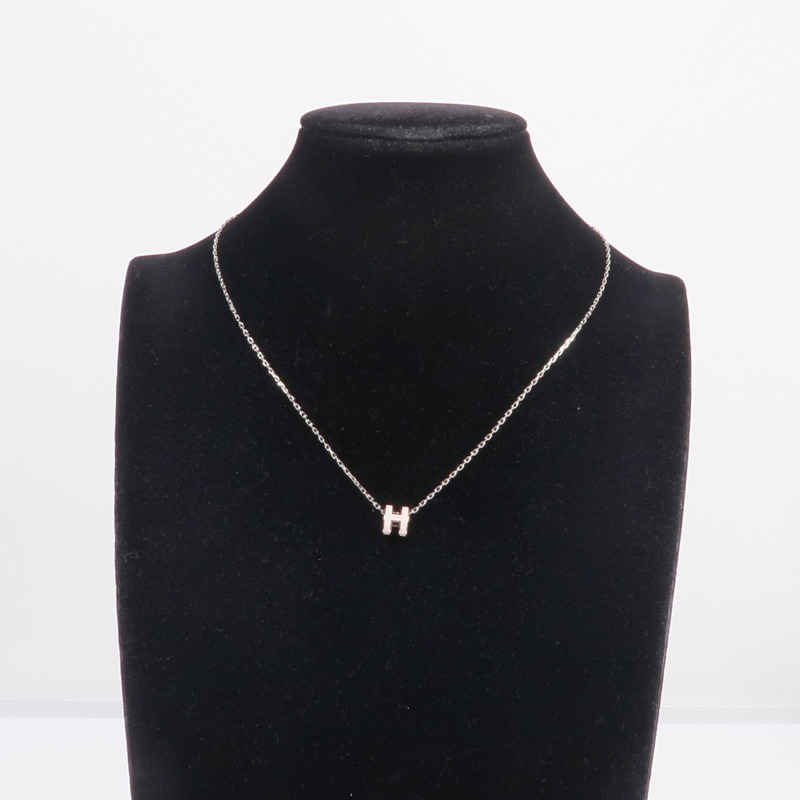 HERMES 金屬Mini Pop H Necklace項鍊Rose Sakura-8