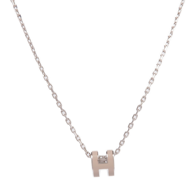 HERMES 金屬Mini Pop H Necklace項鍊Etoupe-0