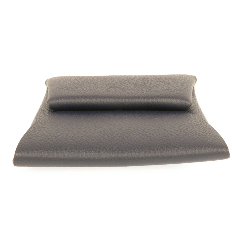 HERMES Evercolor皮革Bastia Change Purse銀扣零錢包Bleu Nuit-5