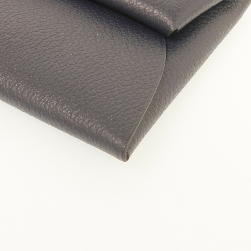 HERMES Evercolor皮革Bastia Change Purse銀扣零錢包Bleu Nuit-6