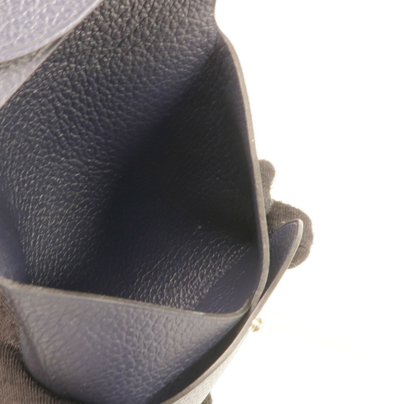 HERMES Evercolor皮革Bastia Change Purse銀扣零錢包Bleu Nuit-12