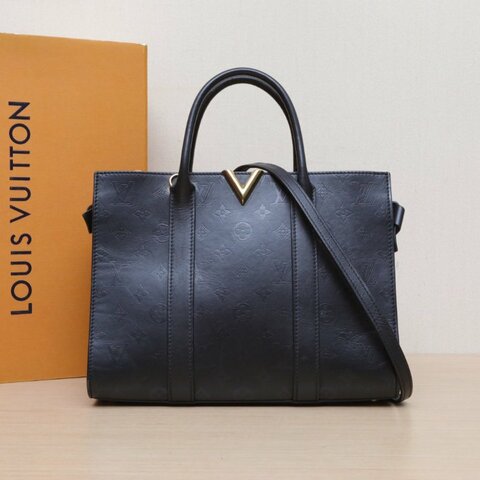 LOUIS VUITTON 黑色牛皮金扣2017verytote手提單肩包肩背包