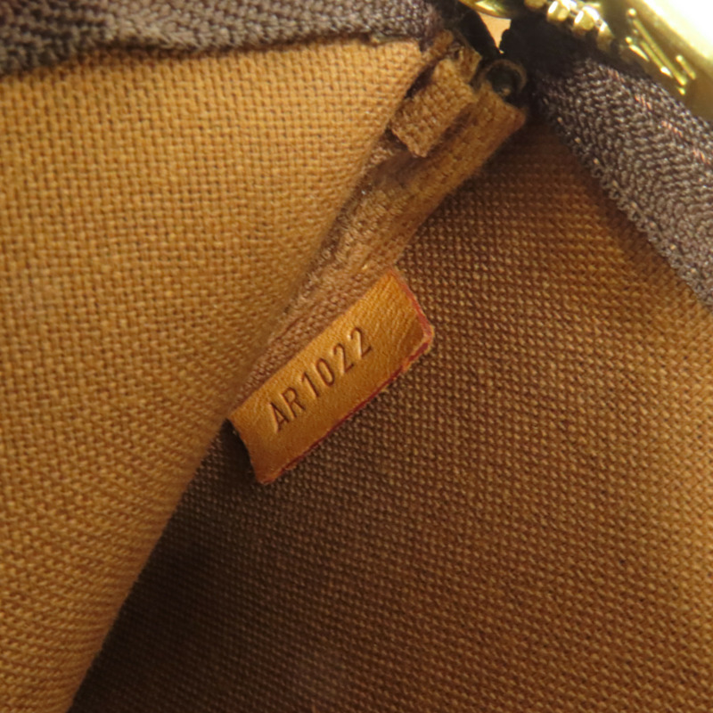 LOUIS VUITTON Monogram Pochette Accessoires金扣手挽袋棕色-8