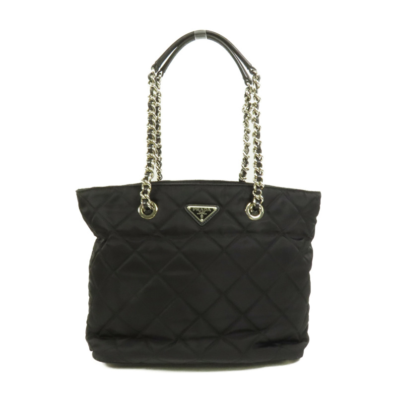 PRADA 尼龍Tote Bag銀扣肩背袋-0