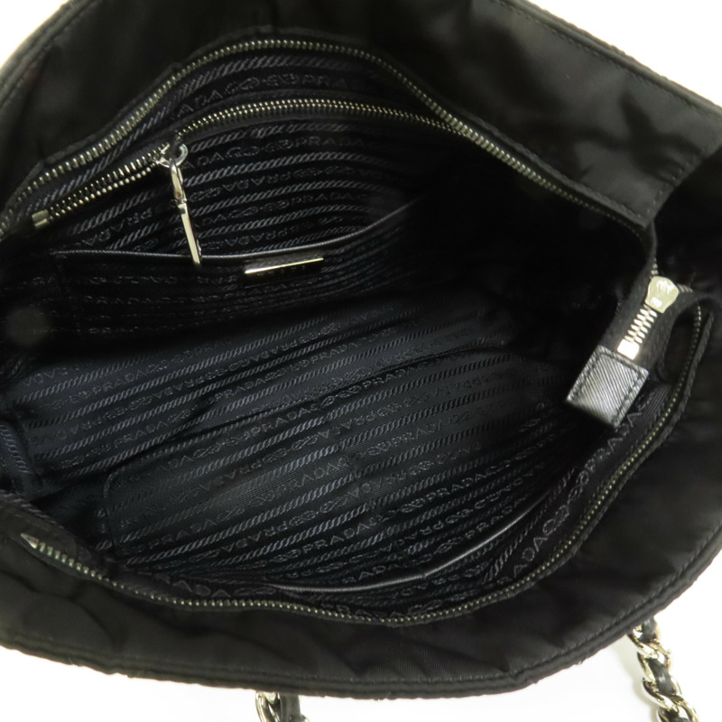 PRADA 尼龍Tote Bag銀扣肩背袋-5