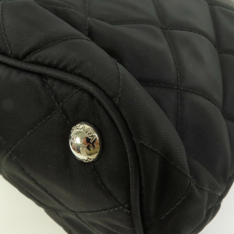 PRADA 尼龍Tote Bag銀扣肩背袋-9